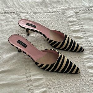 Vintage 2000s Kate Spade striped kitten heel mules